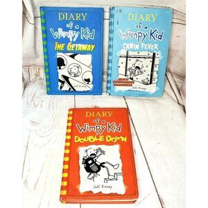 3 Diary Of A Wimpy Kid Books The Getaway Cabin Fever & Double Down By J. Kinney